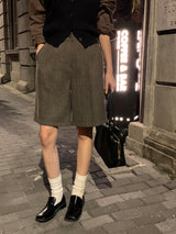[MADE] Fidic Wool Herringbone Bermuda Pants