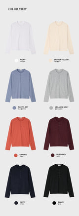 ルックメアヘンリーネックレイヤードロングスリーブTシャツ