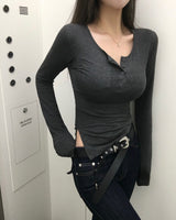 [MADE] タスサイドスリット長袖トップ