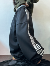 FLEECE❤TRACK BIG POCKET LONG WIDE BALLOON PANTS 🖤🩶💛4COLOR