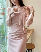26FW★ジェシア タイ シフォン Hライン ロングワンピース