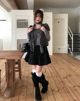 リブドラッフルラインハイニーソックス