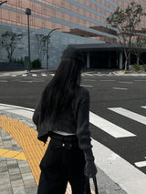 Y2K Back Point X Strap Bijo Wide Loose Fit Denim Long Pants (Black)