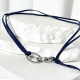 Suede string lettering necklace_blue