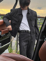 ASCLO S Wash Strong Shoulder Denim Jacket (2color)