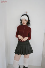leather pleated pants mini skirt