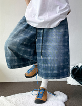 HIGH QUALITY🩵チェックバンディングデニムバミューダ 💙💎🫐🤍