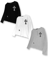 ゴシッククロスヘンリーネックロングスリーブ_アイボリー