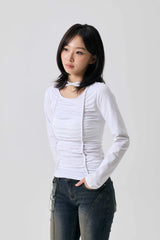 LISE SHIRRING TOP / WHITE