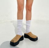 [POINT ITEM] 6CM PLATFORM Y2K SUEDE LEATHER FAUX-LEATHER BLOAFER ミュール ラウンドトゥ スリッパ - 2 COLOR