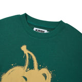 MELTING CHERRY PRINTED CROP SWEATSHIRT - DARK GREEN   