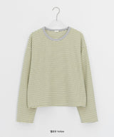 ヘンカンボーダーカラーラウンド長袖Tシャツ