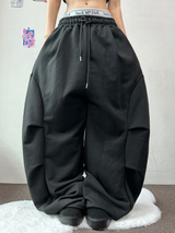 サイドプリーツパラシュートストリングバルーンパンツ🩶🖤🤍 - 3カラー