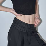 PLEATED SNAP BELT (BLACK)