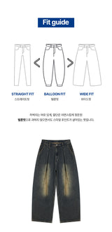 Vintage front pintuck denim pants (vintage black)