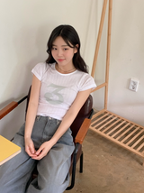 ナンバーアイレットスリムクロップショートスリーブT（３色）