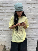 Koge Star Musical Note Printing Loose Fit Short Sleeve Tee