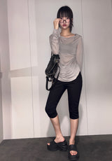Shy Black Denim Capri Pants