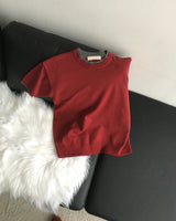 Welt Crop Short Sleeve Knit