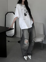 gray damaged balloon denim