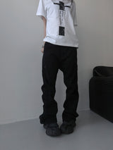[unisex]バックジッパーカッティングバギーパンツ