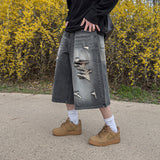 Level-Distressed Bermuda Denim Shorts