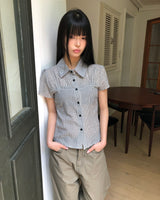 シュコンチェックショートスリーブブラウス