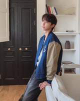 Barent Denim Color Matching Varsity Jacket