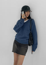 [B-DENIM] CUTTING MINI SKIRT 030