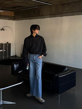 ASCLO Classic Slab Semi Flare Denim Pants (2color)