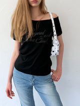 [ORIGINAL] フォーカス オフショルダー グリッター ショートスリーブ Tシャツ