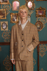 WOOL CHECK SLACKS / BEIGE