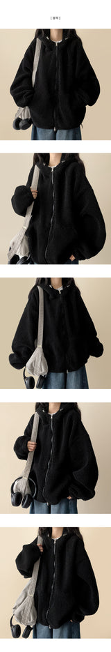Lanit Boxy Popgle Fleece Hoodie Zip-Up