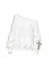 [2ND]クロス ショルダー スウェットシャツ(WHITE)
