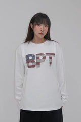 USA Flag Long Sleeve T-Shirt White