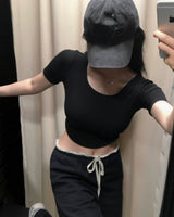 [MADE] Gram, U-neck rib short-sleeved T-shirt