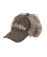 FAUX FUR LOGO EARFLAP CAP_BROWN