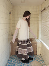 Back ribbon flare top / ivory
