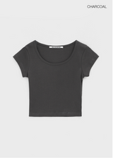[B-BASIC] クールスタンダードUネッククロップ半袖Tシャツ (2SIZE)