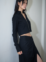 Zipper Cropped Shirts Black