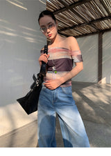 Santori chiffon off-shoulder sleeveless T-shirt