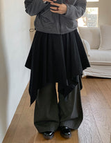 26SS★ [BAONHAUS]ブロアアンバランスレイヤードミディスカート