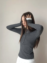 べーススパンデックスラウンドロングスリーブTシャツ
