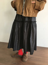 Chatin frill long skirt (2color)