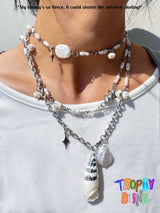 Natural pearl and shell waist chain