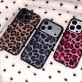 [magsafe glass] leopard fur case - grayish blue