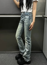 ロングDウォッシュドストレートフレアデニム