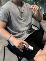 ルックトラビスソフトスラブヘンリーネック半袖Tシャツ