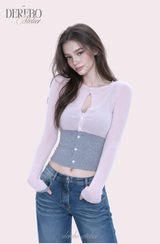 Rosy Moore Pink Gray Layered Tee
