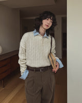 Rubin Cable Henley Neck Knit
